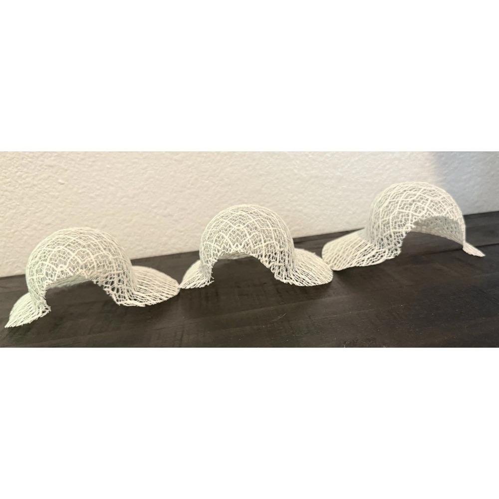 Vintage Doll Hat Half Brim Sun Hat Wide Starched Lace White Set Of 3 - Picture 3 of 5